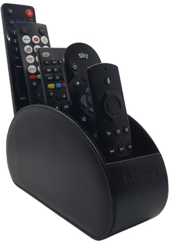 N3cessity Remote Control Holder/Desktop Organiser - Storage Caddy with 5 Compartments Fits Office Supplies, Makeup Brushes. (Black)