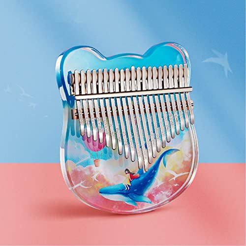 Kalimba 17/21 tasti in acrilico, pianoforte per pollice, strumenti musicali per adulti e principianti, con custodia in EVA, manuale di istruzioni, regalo portatile per dita (blu, 21 tasti)