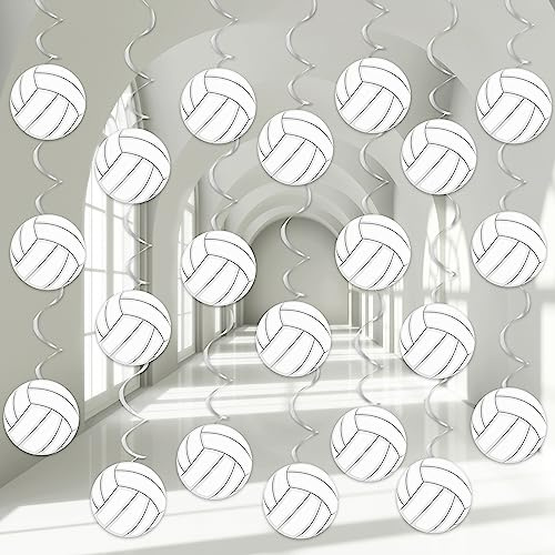 60 Stück Volleyball Party Dekorationen Volleyball Wert Folie Wirbel Decke Hängende Dekor Volleyball Sport Ausschnitte Partyzubehör für Sport Geburtstag Baby Shower Party Favor Indoor Home Office Decor