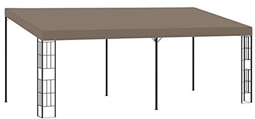 Homgoday Wand-Pavillon mit Dach UV Schutz Anbaupavillon Sonnenschutz Pergola Gartenpavillon Gartenzelt Partyzelt Terrassendach Überdachung Garten Terrasse Balkon 6x3 m Taupe Stoff