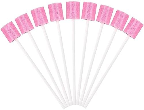HXMJIED 100PCS Oral Swabs, Mouth Swabs Sponge for End of Life Care, Oral Care Sponge Swab, Swab Dental Stick, Disposable Mouth Cleaning Sponge Swab, Tooth Cleaning Tool, Foam Swab Sticks for Oral Care