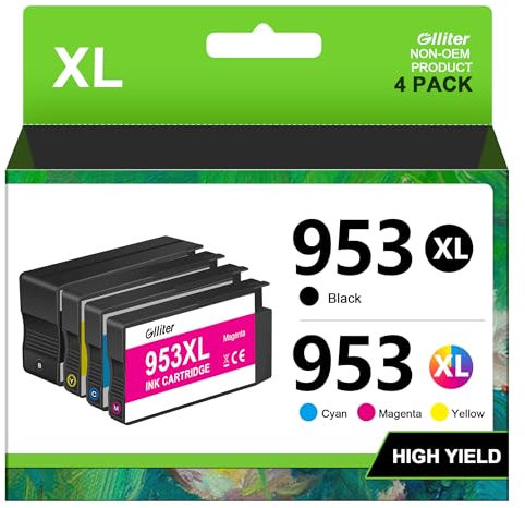 Glliter 953XL Druckerpatronen für HP 953 XL 953XL Multipack Kompatibel für HP Officejet Pro 7720 8710 8715 8720 8730 7740 7720 8210 8716 8719 7730 8218 8718 8725 8728 8740 Drucker (‎‎‎‎‎‎‎4er-Pack)