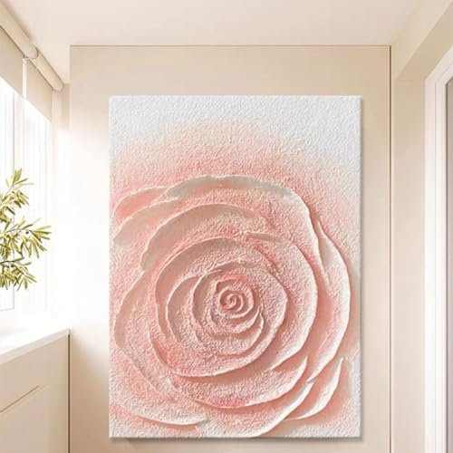 Acrylbilder Auf Leinwand Handgemalt,100 % Handgemalte Ölgemälde Auf Leinwand, Rosa Rosen, Moderne Wandkunst Auf Leinwand, Hochzeitsdekoration, Rahmenlose Wandmalerei, Strukturierte Kunstwerke, Gro