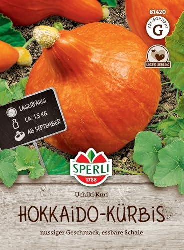 Sperli Hokkaido-Kürbissamen Uchiki Kuri 81420 - nussiger Geschmack, essbare Schale - Inhalt für 6 Pflanzen - Gemüsesamen, Samen Gemüse, Saatgut