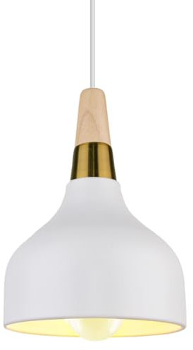 PETITES ECREVISSES Lámpara Colgante Vintage LED Lámpara de Techo Moderna E27 Iluminación de techo Retro en Madera Metal para Dormitorio Salon Cocina (Blanco - 1 pieza)