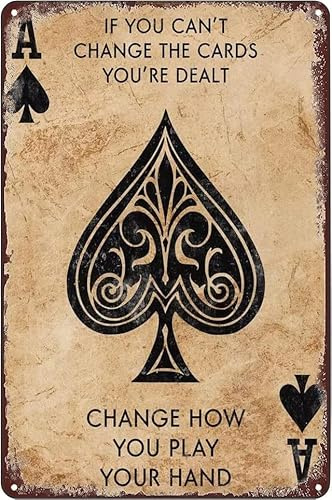 Geroclonup Ace of Spades Pokerkarten-Stil, Vintage-Metallposter, Wechselspiel, Blechschild, Wandkunst, Dekor, Plakette für Zuhause, Bar, Pub, Club, Café, Schlafzimmer, Büro, 20 x 30 cm