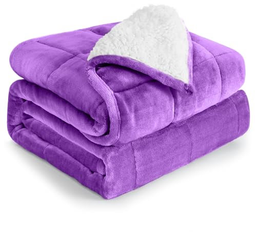 Cottonblue Gewichtete Decke, 9 kg, Queen-Size-Größe, Sherpa-Decke, Überwurf, Sofa, Bettwäsche, gewichtete Decken für Erwachsene, weiche, gemütliche Fleecedecke, Plüsch-Fleece, Minky, beschwerte