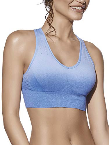 Selente fit for Fun modischer Sport-BH mit mittlerem Halt ohne Bügel, gepolstert Blau, Gr. XL