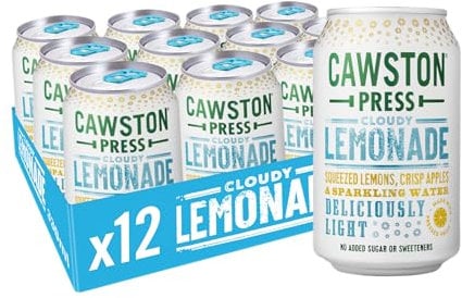 Cawston Press Sparkling Lemonade Fizzy Drink Blended With Sparkling Water, Squeezed Lemon Juice & Pressed Apple Juice (330ml x 12 cans) | Gluten Free - Vegan - No Added Sugar