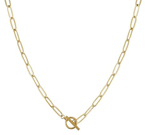 BLACKBIRD® Damen Halskette Gold | Paperclip Kette mit Bar und Knebelveschluss | Gliederkette aus Edelstahl mit 18 Karat Vergoldung | wasserfest & allergieneutral