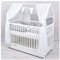 Baby Delux Babybett Komplett Set Hausbett 60x120 cm weiß Schublade Rausfallschutz Kinderbett Matratze Bettwäsche Deko Set (Loving Bears)