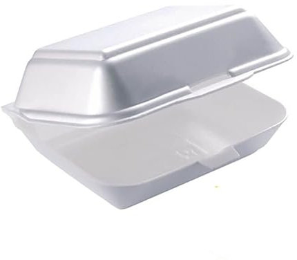 ARA CHOICE Polystyrene Eco-Friendly Biodegradable Kebab Burger Chips Takeaway Food Box Containers Microwave & Freezer Safe Container Chicken Eco Hinged Lid (100, Rectangular (7 x 5))