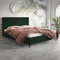 MOTIVENA Gloria Chesterfield Bett 140x200, Polsterbett 140x200 mit Füßen, Polsterbett 140x200 ohne Bettkasten, Polsterbett 140x200 Samt, mit Lattenrost, mit Kopfteil, ohne Matratze, Grün