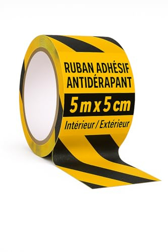 notlok Safety Work - Antirutsch Klebeband [ 5M x 5cm ] Schwarz-Gelb | Griptape für den Innen- und Außenbereich | Grip Tape, Anti Rutsch Streifen, Antirutschstreifen Treppe, Treppenstufen Antirutsch