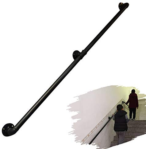 Corrimano da esterno moderno per scale con set completo, ringhiera per scale in metallo e ferro battuto, per interni ed esterni, set di supporto per ringhiere per terrazze, balconi, finestre, bambini