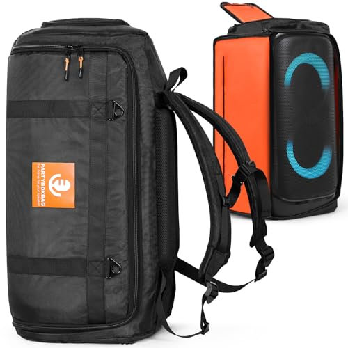 LICHIFIT Aufbewahrungstasche, tragbarer Reiserucksack für JBL PARTYBOX 320 Bluetooth-Lautsprecher, Schutzhülle, Hülle, Tragetasche, Schwarz , 25.9 x 14.1 x 12.9 inches