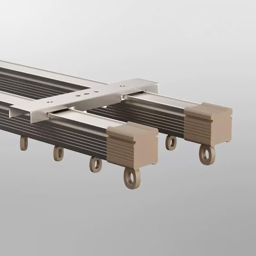 FDSGEEE Verbessertes Aluminium-vorhangschienen-deckenschienensystem Mit 90-Grad-eckbögen Für Fenster Und Raumteiler Mit Schienen Und Haken(Size:Double Track 4.5m,Color:Champagner)