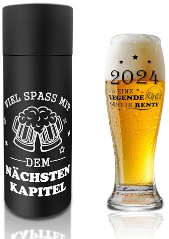 Cdithy Bierglas Renteneintritt Geschenke für Frauen und Männer, 2025 Lustige Ruhestand Geschenke, Rentner Geschenk Mann Frau, Abschiedsgeschenk Kollegen, Rente Geschenk, Eine Legende Verlässt Gelände