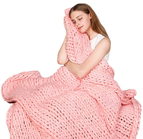 CQIKRWGWS Luxurious Chenille Knit Blanket - Oversized 100x200cm Cable Throw for Sofa or Bed - Handcrafted Chunky Braided Design - Cozy and Weighted