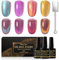 Shining She Gel Nail Polish Cat Eye, 4 Colours Blue Pink Red Gold Holographic Reflective Magnetic Nail Polish with Magnet Soak-Off UV/LED Gel Polish for Nail Art Salon DIY Home, 8 ML