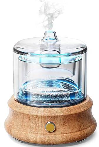 ALMA Eco-Responsible Diffuser Ätherische Öle - Glas & Naturholz Design - 3,5 MHz Ultraschall Duftöl Diffusor - LED Farben - 80ml/6h Laufzeit Aromatherapie - Umweltfreundlich & Toxinfreie Nutzung