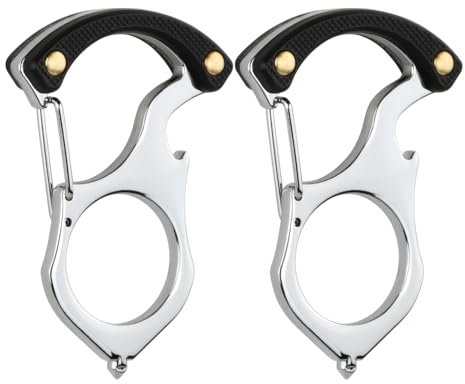 Duronge 2 Piezas Llavero de Coche Multifuncional, Negro, Llavero de Autodefensa con Abridor de Botellas para Aventuras al Aire Libre y Senderismo