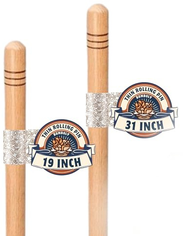 2-teiliges Set (48,3 cm + 78,7 cm Set) Oklava extra langes Nudelholz zum Backen, Mattarello Nudelholz für Manti Ravioli Pasta, türkischer Baklava-Teig, Tortilla, handgefertigtes Holz