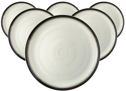 Seltmann Weiden Terra Speiseteller 6er Set, 28 cm, Runde Essteller mit spiralförmigem Relief, Spülmaschinen- und mikrowellenfest, Porzellan, Corso