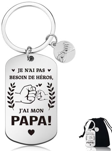 BOYATONG Cadeau Papa, Cadeau Fete Des Peres, Cadeau Anniversaire Papa Porte Clef Fete Des Peres, Pere Cadeaux de Remerciement, Porte-cles Papa
