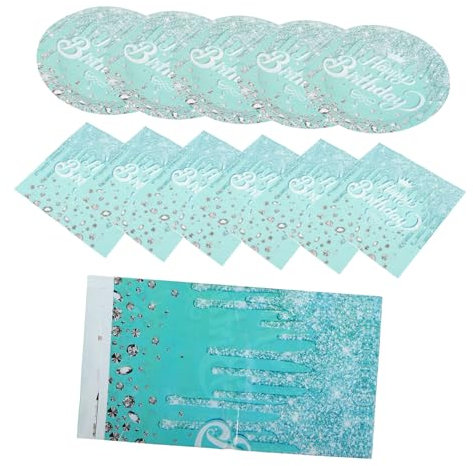 COLLBATH 41 Pièces fournitures de fête d'anniversaire assiettes en papier décorations scintillantes assiettes à gâteaux joyeux anniversaire décorations de table de fête polyester