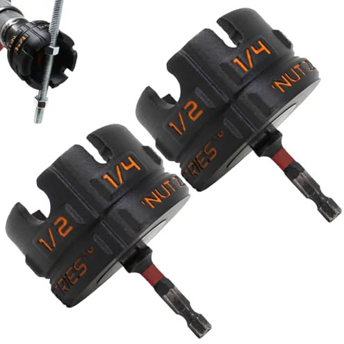 LUYJWZN Nut Zipper Drill Attachment, for Fast Nut and Bolt Removal, Nuts Drill Bit Socket Wrenches Tool Set, Nuts Remover Bolt Extractor Tool, for Conduit Racks, Strut Systems (2pcs)