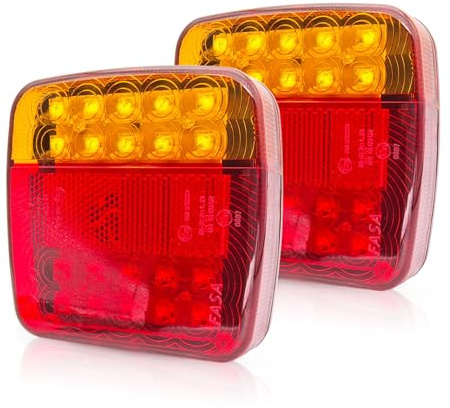 YOYOCOOL 2 Pack 12 V LED Rückleuchten für LKW Anhänger Wasserdicht - 5 Function mit Blinker, Bremslicht, Positionslicht, Kennzeichenbeleuchtung, Reflektoren