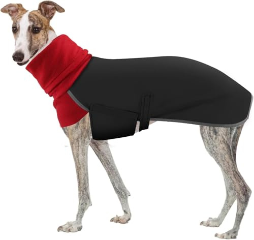 Windhunde-Wintermantel, Salukis Pullover, Whippet, Windhunde-Jacke, wasserdicht, Hunde-Wintermantel für Whippet, wasserdichter Hunderegenmantel, Lurcher-Mäntel, Salukis-Mäntel (Schwarz, XL)