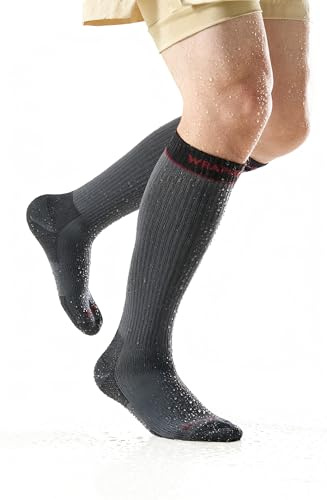 WRAP ME Knee High Waterproof Socks with Merino Wool, Thermal Three-Layer Hiking Socks, Windproof Winter Outdoor Socks for Walking, Travel & Cold Weather