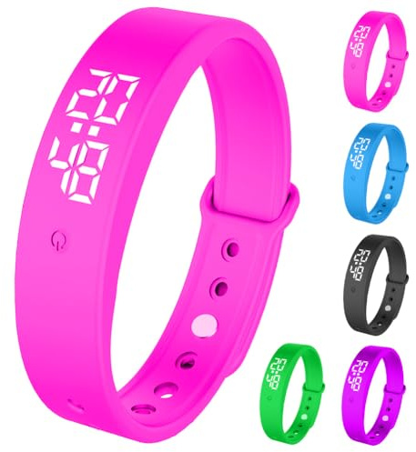 DASIAUTOEM Vibrationswecker Armband für Kinder & Erwachsene, Vibrationsalarm Erinnerung Uhr mit Timer & 10 Alarmen täglich, Trinkerinnerung, Pillenerinnerung,Töpfchentraining (Rosa)