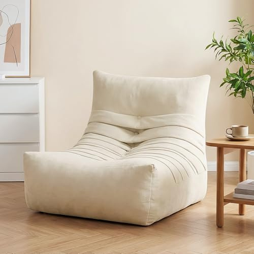 HOOBRO Sitzsack in Raupenform, Beige, EBE04SO01 | Memory-Foam Füllung, Bodensofa mit Frotteestoff, Kein Aufbau erforderlich