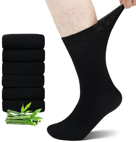 LOFIR Chaussettes Diabétiques pour Homme et Femme: Bambou Sans Couture Sans Élastique Non Comprimantes pour Pieds Gonflés et Personnes Âgées 6 Paires