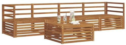 vidaXL Outdoor-Sofagarnitur 5 pcs Natur Massivholz Akazie, Gartenlounge, modernes Outdoor-Sofa, Sitzmöbel für die Terrasse, langlebige Komfort-Einheit