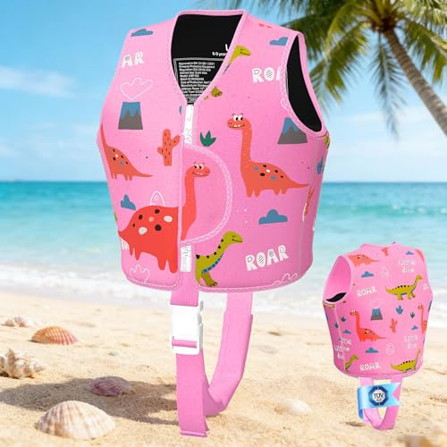 PAZEAU Bañador para Niños de 2 a 6 años, Ayuda para Nadar con Certificación TÜV para Niños, Duradero y Cómodo, Cinturón de Seguridad Ajustable, Adecuado para Piscinas(Rosa, M)