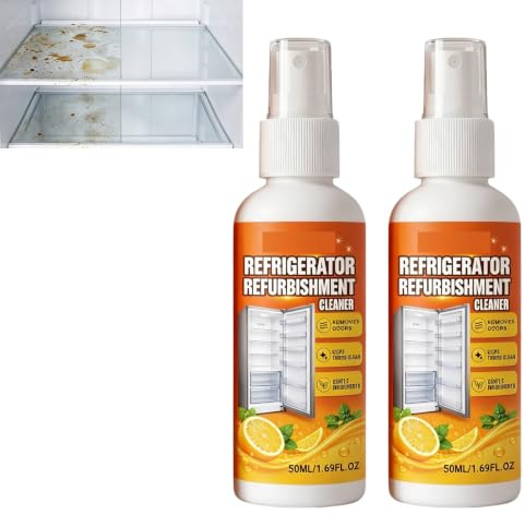 Refrigerator cleaner,Refrigerator deodorizer, Remove odors and stain (2PCS) | Gentle formulas, Easy to wipe, Quick cleaning, Can clean the inside and outside surfaces of the refrigerator.