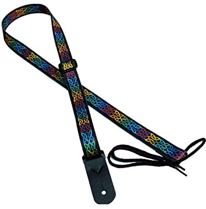 Legacystraps 1” Strap for A & F type Mandolin, Ukuleles and Guitars in Celtic Knot Multicolor with 2 end tabs