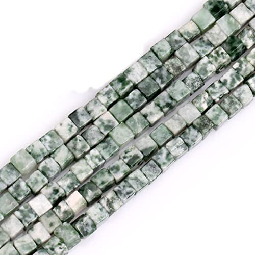 GEM-INSIDE CREATE YOUR OWN FASHION SHGbeads grüne Jade-Edelsteine, lose Perlen, natürlicher quadratischer Würfel, 4 mm, Kristall-Energiestein, Heilkraft für Schmuckherstellung, 38,1 cm
