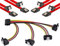 POPPSTAR Lot de câbles Sata (connecteur droit - coudé à 90°), 4x 0,5m câble de données Sata 3, rouge + 20cm câble adaptateur répartiteur d'alimentation pour SSD et HDD en Y à 4 voies
