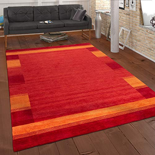Paco Home Teppich Wohnzimmer Schlafzimmer Kurzflor Ethno Design Geometrisches Muster Handgearbeitet Gabbeh Moderne Deko, Grösse:80x150 cm, Farbe:Terracotta 5
