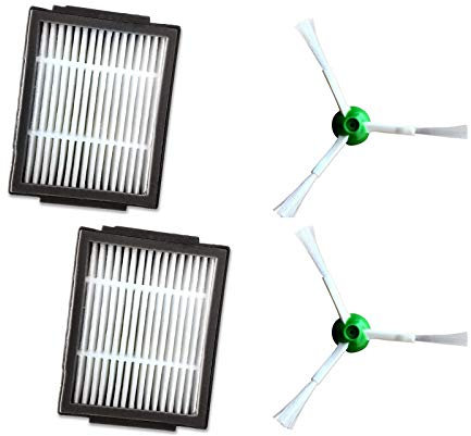 Filtro de robot, cepillo lateral para iRobot Roomba I Series iRobot i7 E5 E6, 2 x Filters + 2 x Side Brushes