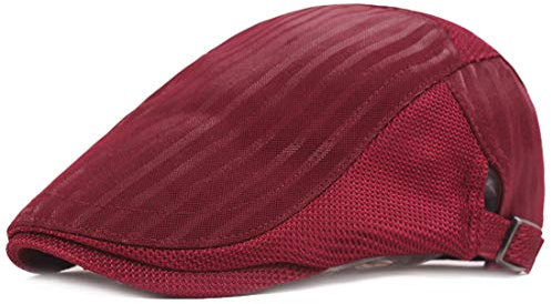 Yixda Sommer Flatcap Schiebermütze Newsboy Gatsby Schirmmütze Kappe (Rot)