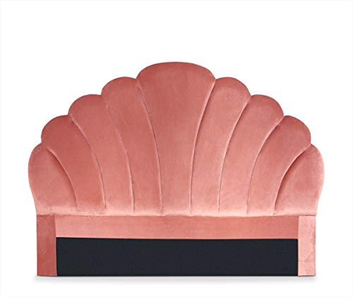 Menzzo Tête de lit Mermaid 140 cm en Velours Rose – Tête de lit élégante Effet Coquillage – Compatible lit 140 cm – Design Chic et Confortable