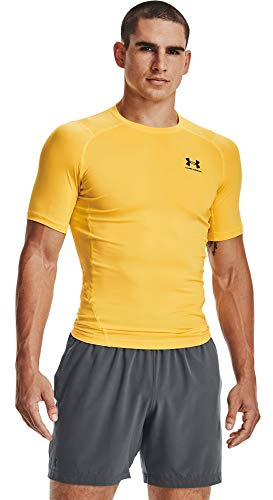 Under Armour Men's HeatGear Compression Short-Sleeve T-Shirt, Taxi (790) / Black, XL