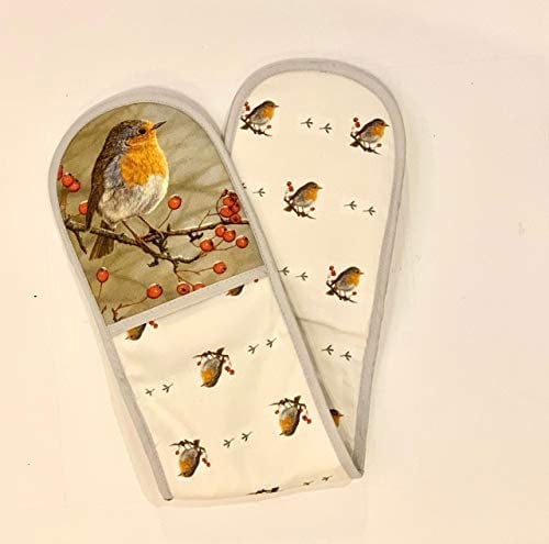 Robert E Fuller Robin Double Oven Glove | Heavy Cotton with Superior Wadding and Hanging Loop british wildlife artist