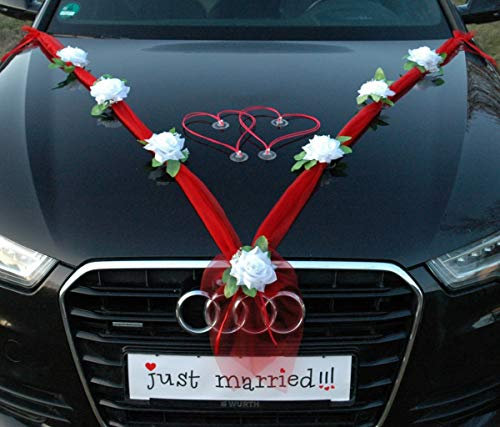 ORGANZA M + HERZEN ®Auto-schmuck (Reinweiß/Rot/Rot)